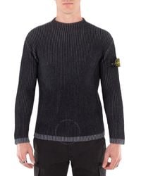 Stone Island - Melange Charcoal Vanise Full Rib Rws Wool Sweater - Lyst