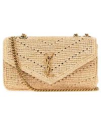 Saint Laurent - Raffia Small Loulou Shoulder Bag Palebrownbrick Borse A Mano - Lyst