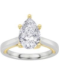 Mure And Co - 1Ctw Pear Shaped Lab Grown Diamond (F/Vs) Two Tone Twisted Basket Cathedral Shank Solitaire Ring - Lyst