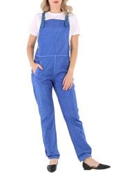 Burberry - Warm Royal Leather-Trim Dungarees Jumpsuit, Brand Size 10 (Us - Lyst