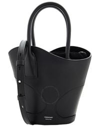 Ferragamo - Cut-Out Detailing Leather Tote Bag - Lyst