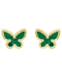 Tresorra - 14K Primavera Malachite Butterfly Stud Earrings - Lyst