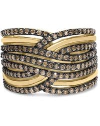 Haus of Brilliance - 10K Plated .925 Sterling 1.0 Cttw Champagne Diamond Multi Row Cross Over Band Ring - Lyst
