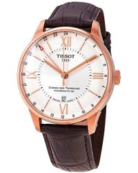 Tissot Leather T-lord Automatic Chronograph Silver Dial Mens Watch  T0595271603100 in Brown,Silver Tone (Metallic) for Men | Lyst