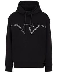 Emporio Armani - Eagle Logo Jersey Hoodie - Lyst