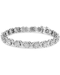 Haus of Brilliance - 14K 6-1/3 Cttw Round Brilliant-Cut Diamond Round Cluster & X-Linktennis Bracelet - Lyst
