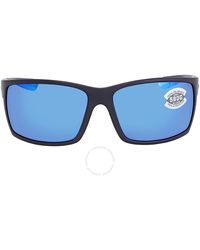 Costa Del Mar - Reefton Blue Mirror Polarized Glass Rectangular Sunglasses Rft 01 Obmglp 64 - Lyst