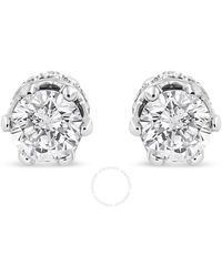 Haus of Brilliance - 14k White Gold 1.0 Cttw Round Cut Prong-set Diamond Crown Stud Earring - Lyst