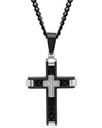 Robert Alton - Diamond Accent Stainless Steel With Finish Cross Pendant - Lyst