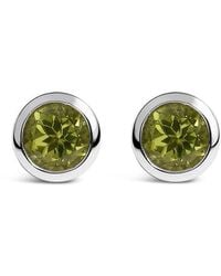 Haus of Brilliance - 925 Sterling 6Mm Bezel Set Created Peridot Solitaire Stud Earrings - Lyst