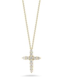Roberto Coin - 18K Tiny Treasures Diamond Tapered Cross Necklace - Lyst