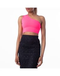 Victoria Beckham - One Shoulder Fitted Crop Top, Brand Size 6 (Us - Lyst