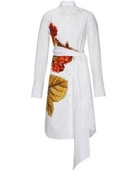 Ferragamo - Botanical Print Cotton Shirt Dress, Brand Size 40 Us - Lyst