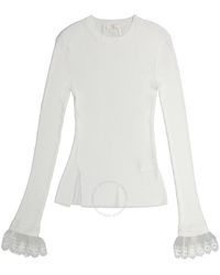 Chloé - Ribbed Knit And Organza Embellished Sweater - Lyst