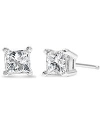 Haus of Brilliance - Ags Certified 3/8 Cttw Princess-cut Square Diamond 4-prong Solitaire Stud Earrings - Lyst