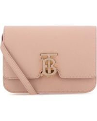 Burberry - Leather Small Tb Crossbody Bag - Lyst
