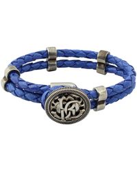 Roberto Cavalli - Braided Leather Rc Logo Bracelet - Lyst