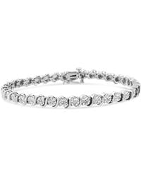 Haus of Brilliance - .925 Sterling Silver 1/10 Cttw Miracle-set Diamond Round Miracle Plate ''s'' Link Tennis Bracelet - Lyst