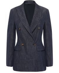 Brunello Cucinelli - Dark Double Breasted Blazer, Brand Size 50 (Us - Lyst