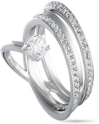 Swarovski - Fresh Rhodium-Plated Crystal Swirl Ring - Lyst