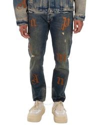Palm Angels - Logo Patches Denim Jeans, Waist - Lyst