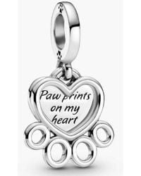 PANDORA - Paw Print And Heart Sterling Dangle - Lyst