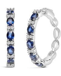 Haus of Brilliance - 14K 4X3Mm Oval Sapphire And 1/4 Cttw Diamond Alternating Hoop Earring - Lyst