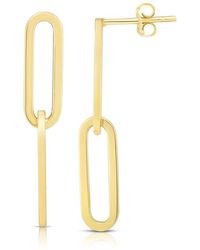 Tresorra - 14K Two Link Paperclip Drop Earrings - Lyst
