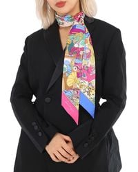Ferragamo - Ferragamo Ladies Studio Print Silk Skinny Scarf - Lyst