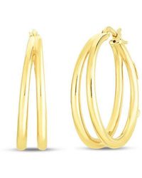 Roberto Coin - 18K Graduated 30Mm Thin Double Hoop Earrings - Lyst