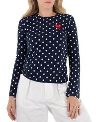 COMME DES GARÇONS PLAY - Long Sleeve Polka Dot Heart Embroidered T-Shirt - Lyst