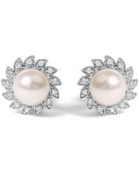 Haus of Brilliance - 10K Heirloom-Style Pearl And Diamond Accent Halo Stud Earrings (I-J Color, I1-I2 Clarity) - Lyst