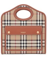 Burberry - Briar Check And Leather Mini Pocket Bag - Lyst
