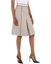 Burberry - Ecru Box Pleat Detail Skirt - Lyst