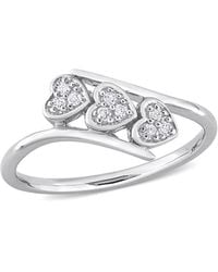 Amour - 1/10 Ct Tw Diamond Triple Heart Bypass Promise Ring - Lyst