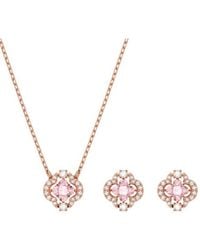Swarovski - Rose-Tone Plated Sparkling Dance Earring And Necklace Set - Lyst