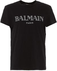 Balmain - Paris Logo Embossed Cotton T-Shirt - Lyst