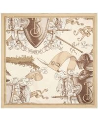 Burberry - Etched Knight Silk Square Scarf - Lyst