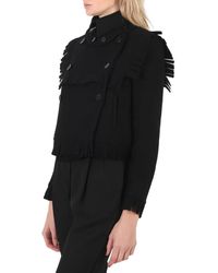 Burberry - Fringed Cashmere Wool Blend Cropped Trench Jacket - Lyst