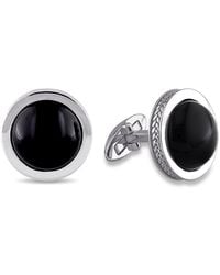 Amour - 17 Ct Tgw Onyx Bezel Set Cufflinks With Braided Accent - Lyst