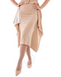 Burberry - Soft Fawn Thea Silk Crepe De Chine Midi Skirt - Lyst