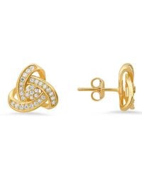 Kylie Harper - 14K Over Over Trinity Love Knot Cz Stud Earrings - Lyst