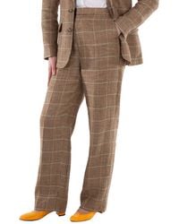 Polo Ralph Lauren - Straight-Leg Plaid Linen-Silk Trouser - Lyst