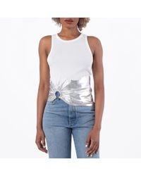 Rabanne - Sleeveless Coast Tank Top With Foil And Piercing Details - Lyst