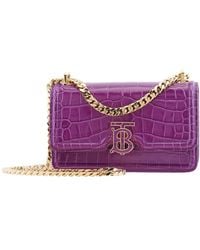 Burberry - Mini Tb-Plaque Leather Crossbody Bag - Lyst