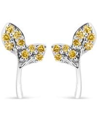 Haus of Brilliance - 925 Sterling 1/16Ct Tdw Treated Diamond Leaf Earrings - Lyst