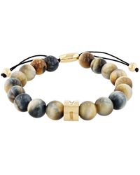 Robert Alton - Stainless Steel Honey Tiger Eye Bead Bolo Bracelet - Lyst