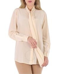 Burberry - Pale Biscuit Kimmy Silk Pussy Bow Blouse - Lyst