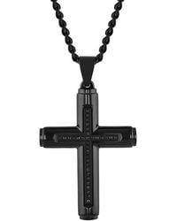 Robert Alton - 15 Ctw Raised Stainless Steel Cross Pendant With Diamonds - Lyst