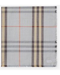 Burberry - Reversible Check Wool Silk Scarf - Lyst
